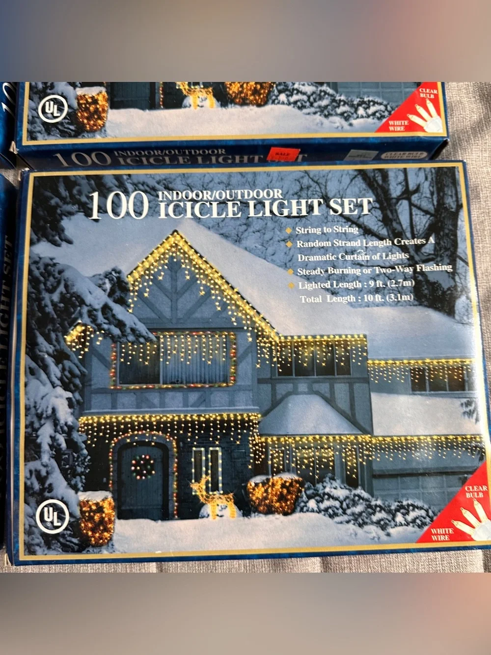 VTG 100 Indoor/Outdoor Clear Curtain Icicle Light Set 10 FT 4 Boxes Tested NEW
